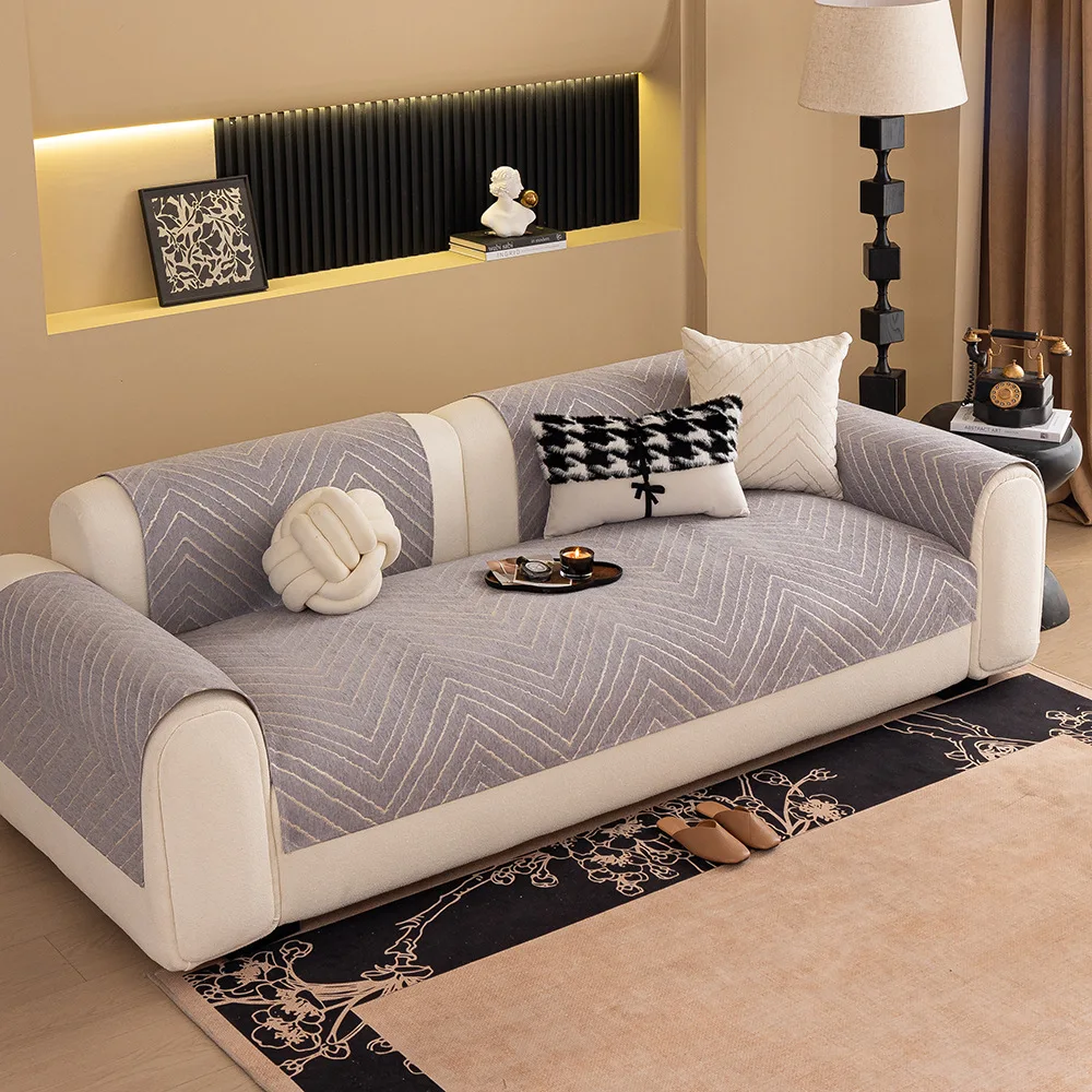 High-grade Sofa Towel Classical Red Joyous Modern Soft Chenille Anti-slip Sectional Sofa Cover Luxury Solid Color Couch Covers