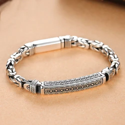 New Silver Color  Fashion Jewelry Men's Bracelet Personality Peace Pattern Retro Hipster Key Pattern Buckle Gift Accessory