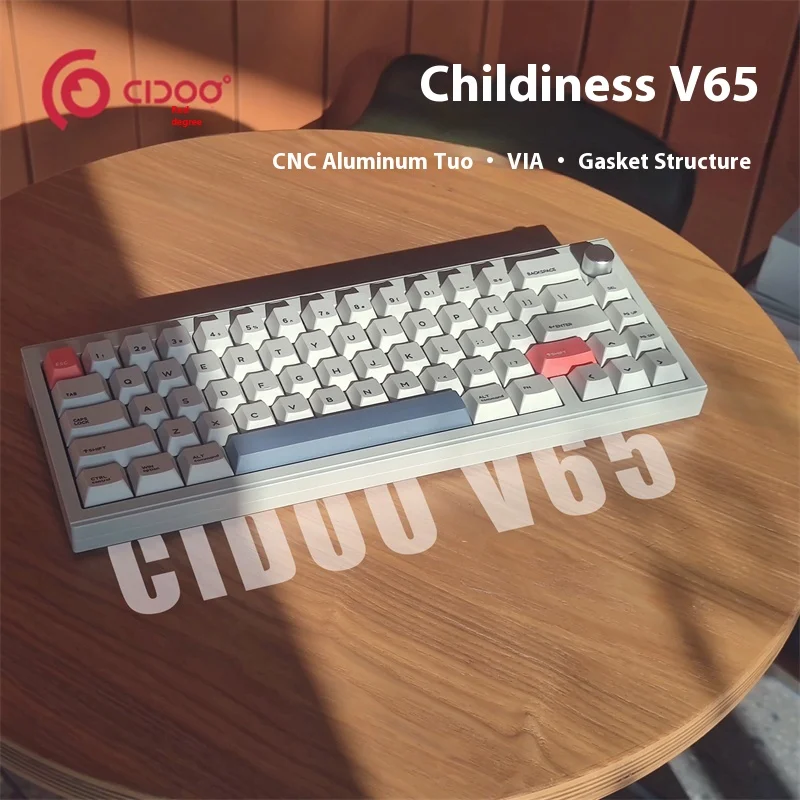 

Cidoo V65 V2 Customized Gasket Aluminum Tuotuo Mechanical Keyboard Bluetooth Wireless Via Portable Hot Plug 65 Office Games Gift