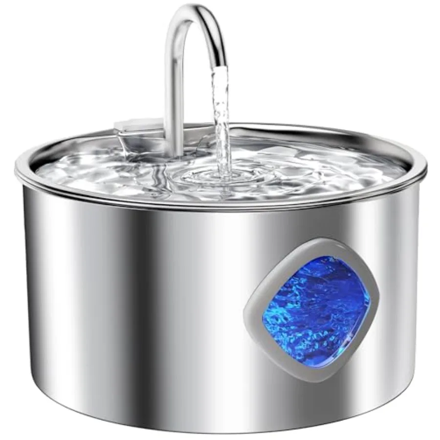 

Cat Water Fountain Stainless Steel: 108oz/3.2L Cat Fountain for Drinking - Pet Water Fountains for Cats Indoor - Dog Water Bowl