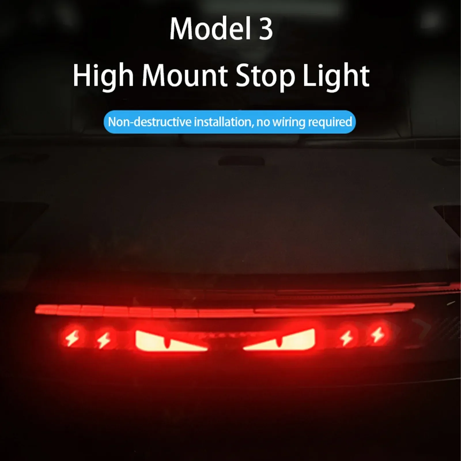 Glow-in-the-dark Stickers Halloween Accepts Custom Stickers Tesla Model 3 Y High Brake Acrylic Projection Panel Top Taillight