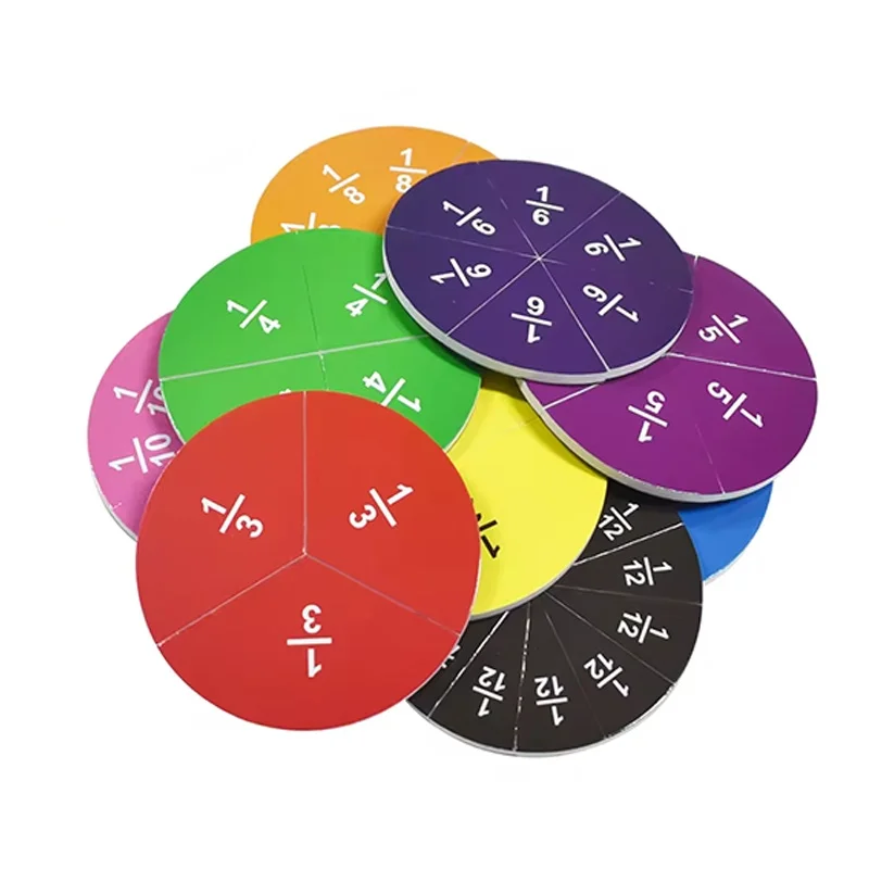 Interactive Fraction Circles Early Math Development Tool Round Shaped Fractions Set Montessori Math Toy For Children Supplies