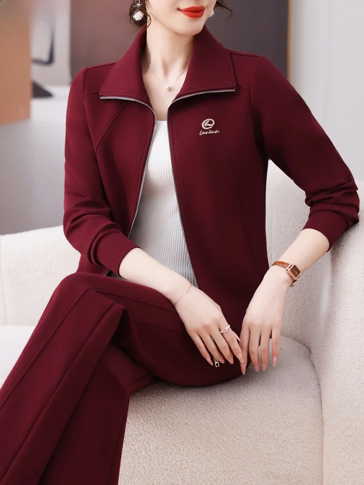

Spring Faion Outerwear Women's Stand Collar Sportswear Set for Smaller Mothers Middle Aged And ly People New 2025