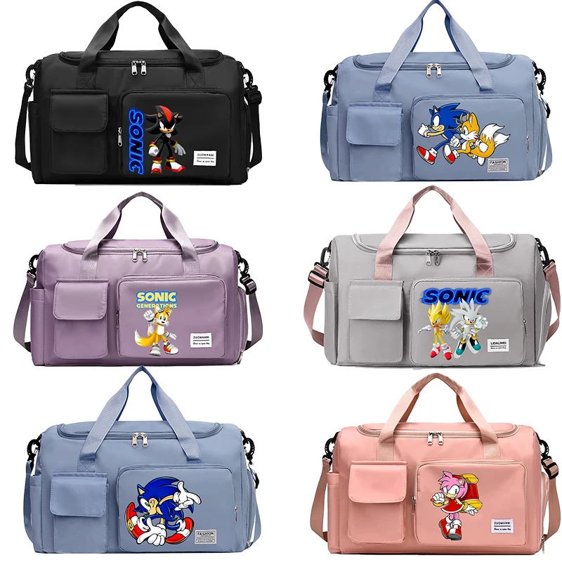 Sonics Travel Bag Boy Girl Cartoon Anime Luggage Storage Bags Large Capacity Waterproof Sport Bag Gym Handbag Shoulder Bags Gift