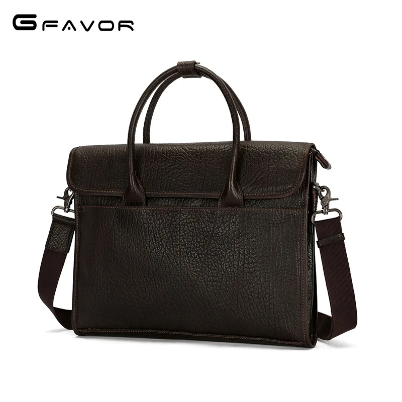 

-Border Men's Briefcase Men's Real-Leather Bag Portfolio14Inch Computer Bag Men's Portable Shoulder Briefcase