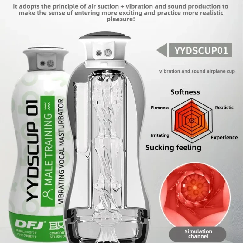 Masturbador vibratório de copo de avião super macio para homens, exercício realista para adultos, brinquedo sexual adulto