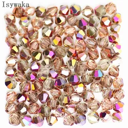 Isywaka Red copper AB Color 100pcs 4mm Bicone Austria Crystal Beads charm Glass Beads Loose Spacer Bead for DIY Jewelry Making