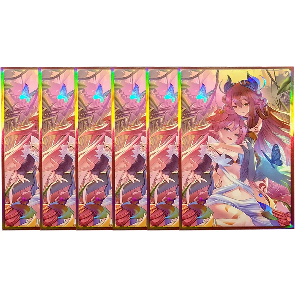 63x90mm 50PCS Holographic Sleeves YGO Card Sleeves Laser Anime Protector Card Cover for Board Games Trading Cards