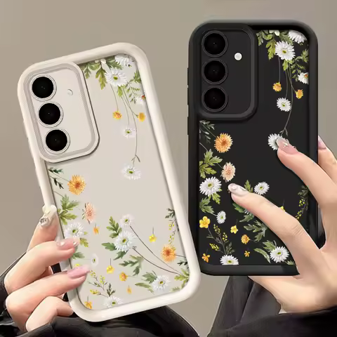 TPU Case For Samsung Galaxy A56 A55 A16 A53 A15 A35 A25 A54 5G S25 S22 S23 S24 Ultra S24 FE White Small Flower Print Phone Cover