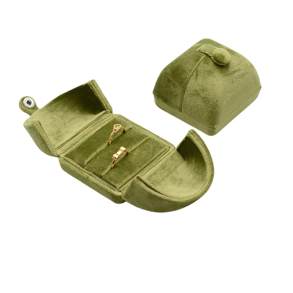 

Solid Color Velvet Jewelry Box Vintage Luxury Rings Bearer Box Double Door Ornaments Jewelry Display Holder Jewelry Storage