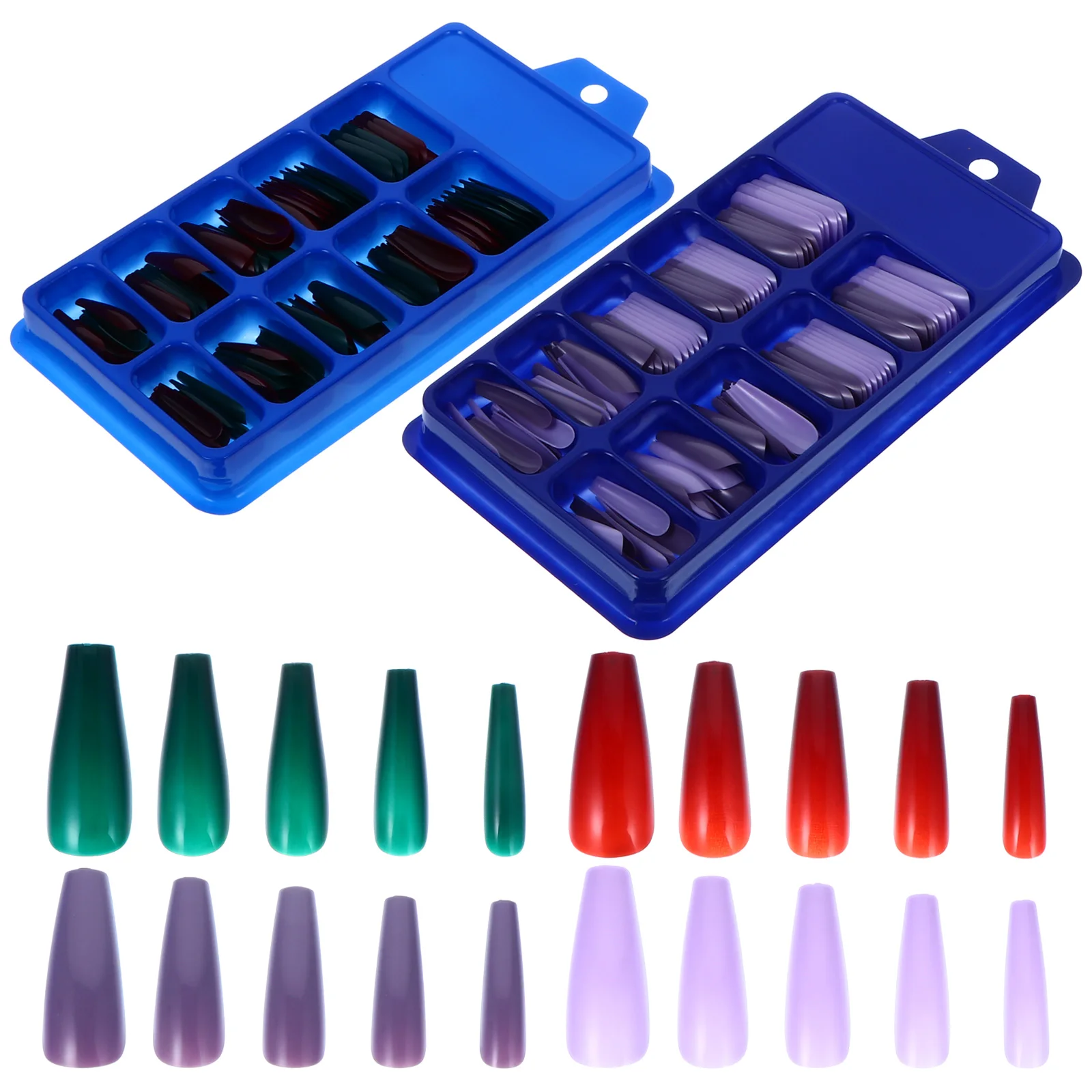

Long False Nails 2 Boxes Artificial Nail Clippers Colorful Long False Manicure Decor Fingernail DIY Friendly