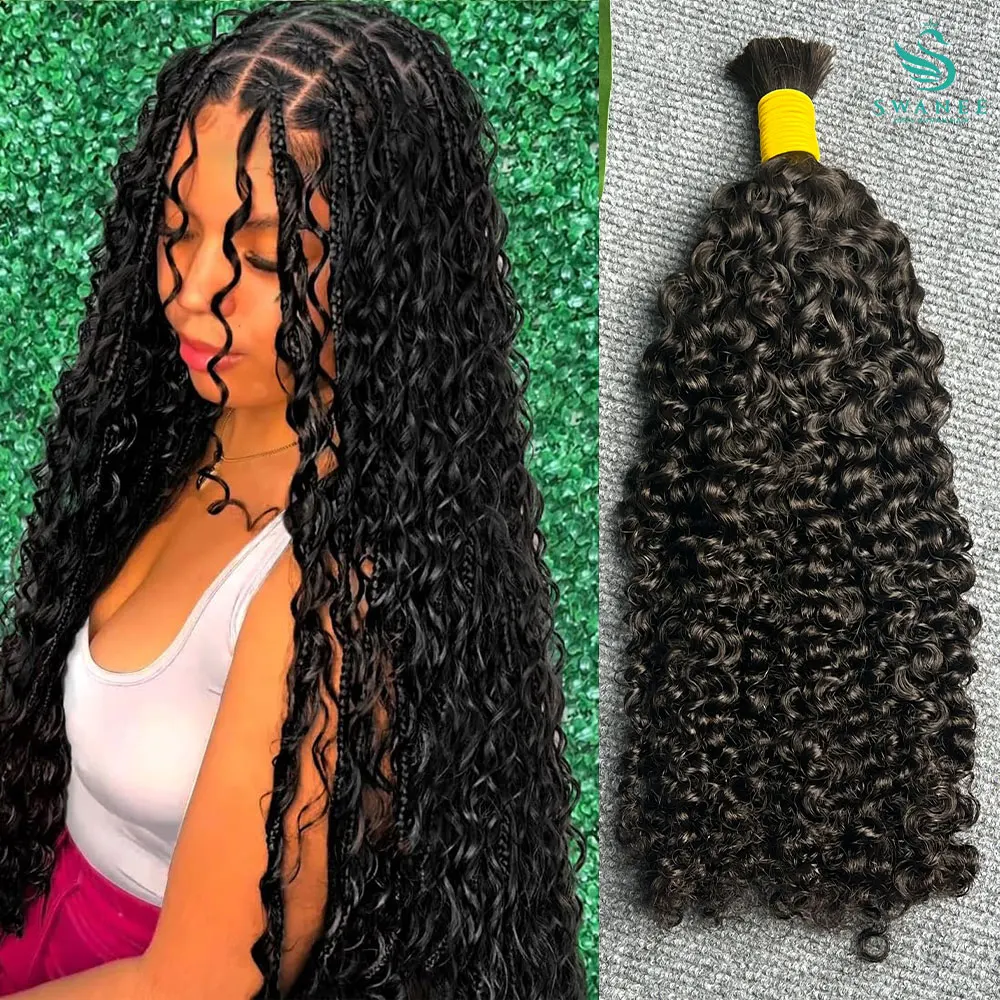 

Человеческие плетеные волосы для косичек в стиле бохо, бирманские вьющиеся человеческие волосы, 100 г, 16-22 дюйма, вьющиеся волны для наращивания косичек в стиле бохо, без утка