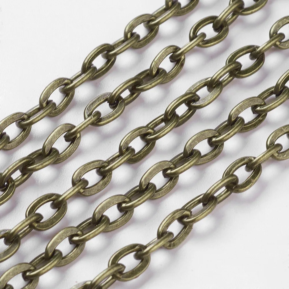 2ms Iron Cable Chains Unwelded Flat Oval Cadmium Free Nickel Free Lead Free Antique Bronze color 7x5.1x1.2mm
