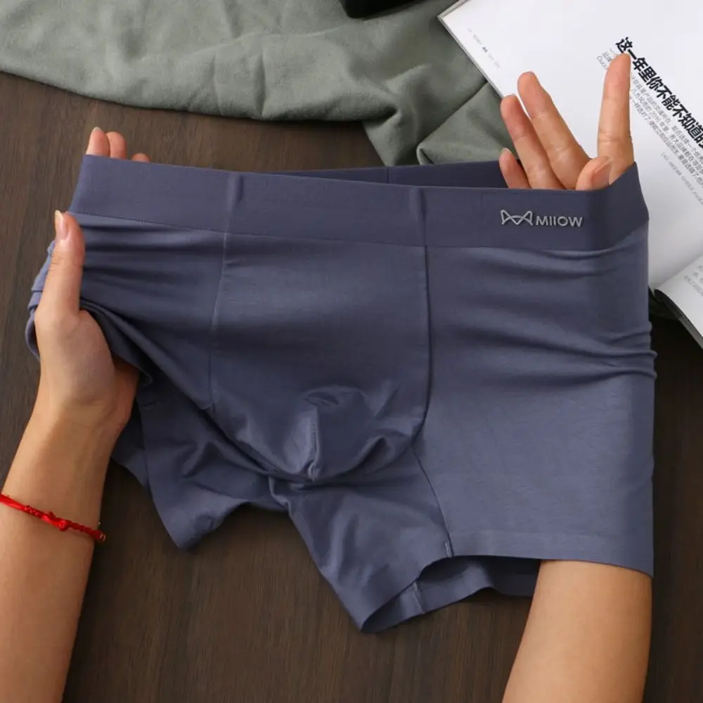 

4Pcs Simple Modal Men's Flat Panties Mid Waist Elastic Sporty Boxers Shorts Seamless Underpants Men's Underwear Gifts