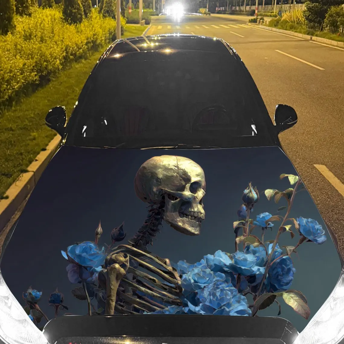 

Melancholic Blue Skeleton Car Hood Stickers - Self-Adhesive, Waterproof and Durable Vinyl Wrap, Decorate And Protect Your Car, F