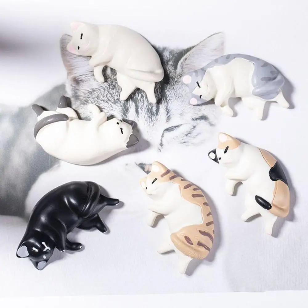 Cute Simulated Cat Fridge Ornaments Simulation Handicraft Cat Resin Accessories Resin Sleep Cat Lazy Cat Miniatures Home Decor