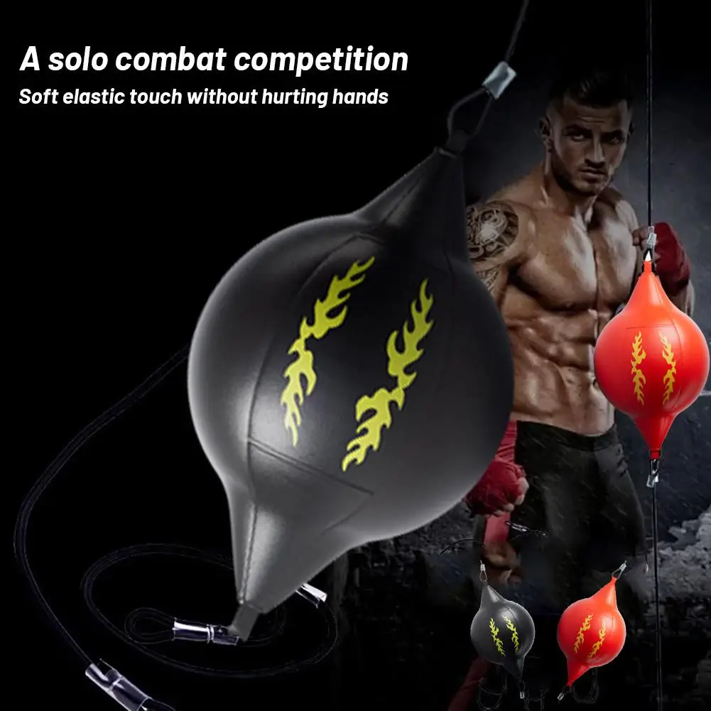 PU Drop-shaped Boxing Speed Ball 2 Sides Fixed Punching Bag For Thai Fitness Inflatable Boxing Response Training Ball E0V5