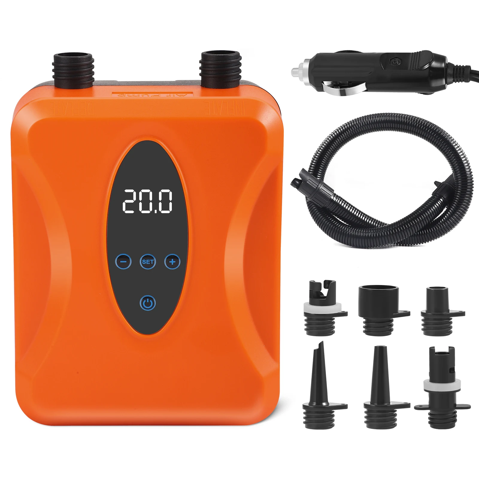 Electric Air Pump, 20psi Electric Paddle Board Pump Smart Auto-Off 12V Electric Pump for Sup's, Inflatable Kayaks and Tents