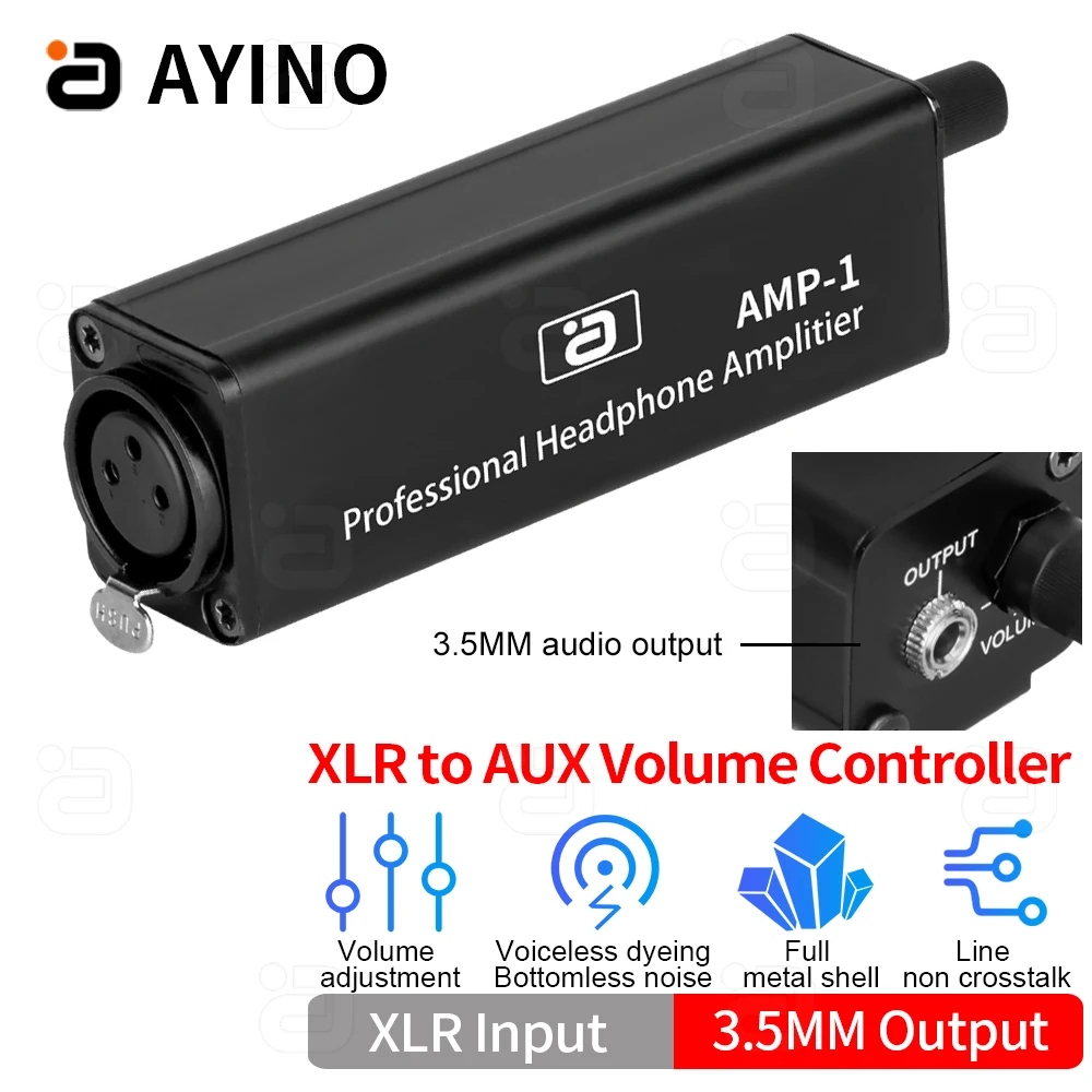 

AYINO XLR to 3.5mm Headphone Volume Controller - Lossless Audio Adjuster for Stereo Signal Source HiFi EarphoneAmplifier