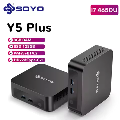 SOYO Y5 Plus Mini PC Intel i7 4650U CPU with Win11Pro 8GB RAM 128GB M.2 SSD Supports Dual 4K Displays Type-C for office&amp;business