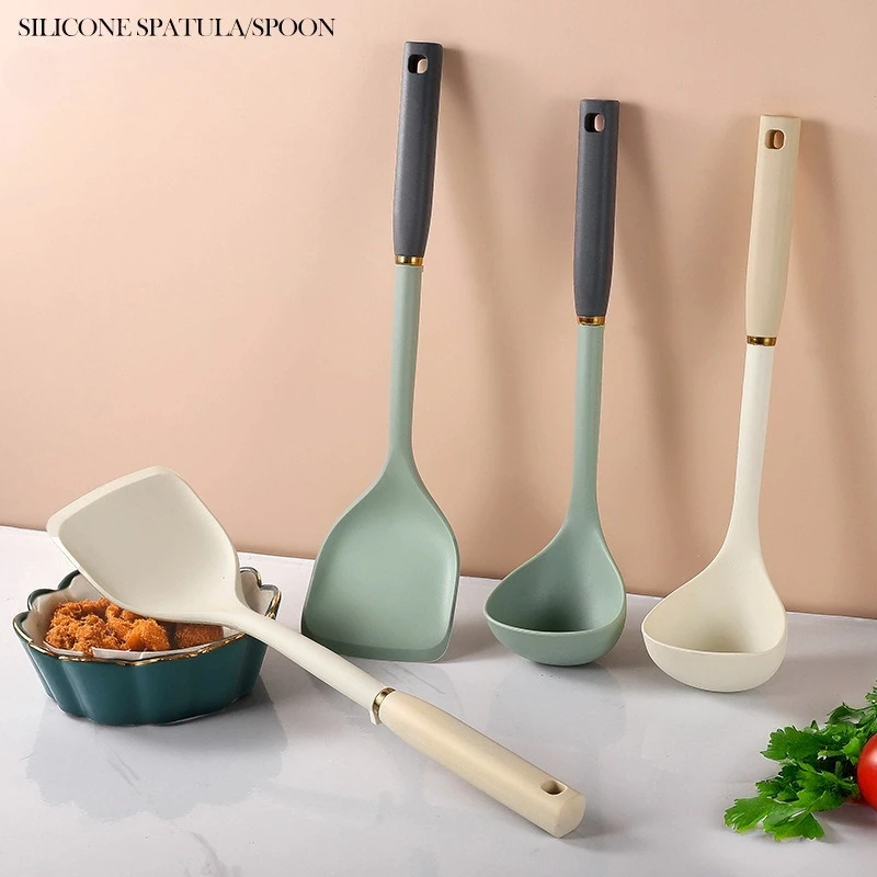 

Бытовая сковорода с антипригарным покрытием, лопаточки для приготовления пищи, кухонные принадлежности, ложка для супа, силиконовые лопаточки, кухонные принадлежности, обеденная посуда