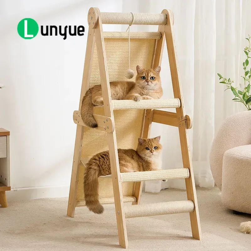 Multi Layer Cat Climbing Frame with Sisal Scratching Board Ladder Wear Resistant Non Crumbling Cat Villa Toy Integrated