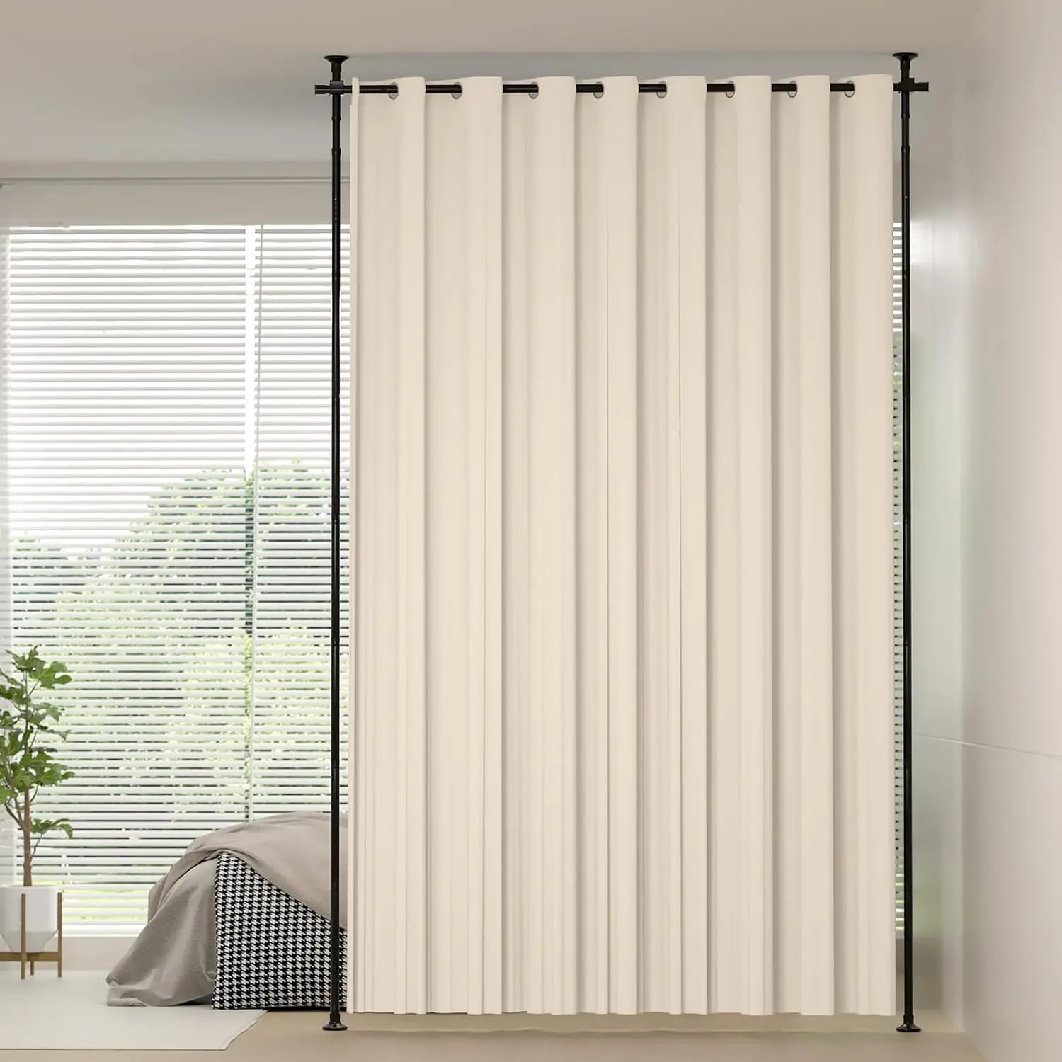 

25Mm freestanding modern metal steel vertical tension partition rod room partition