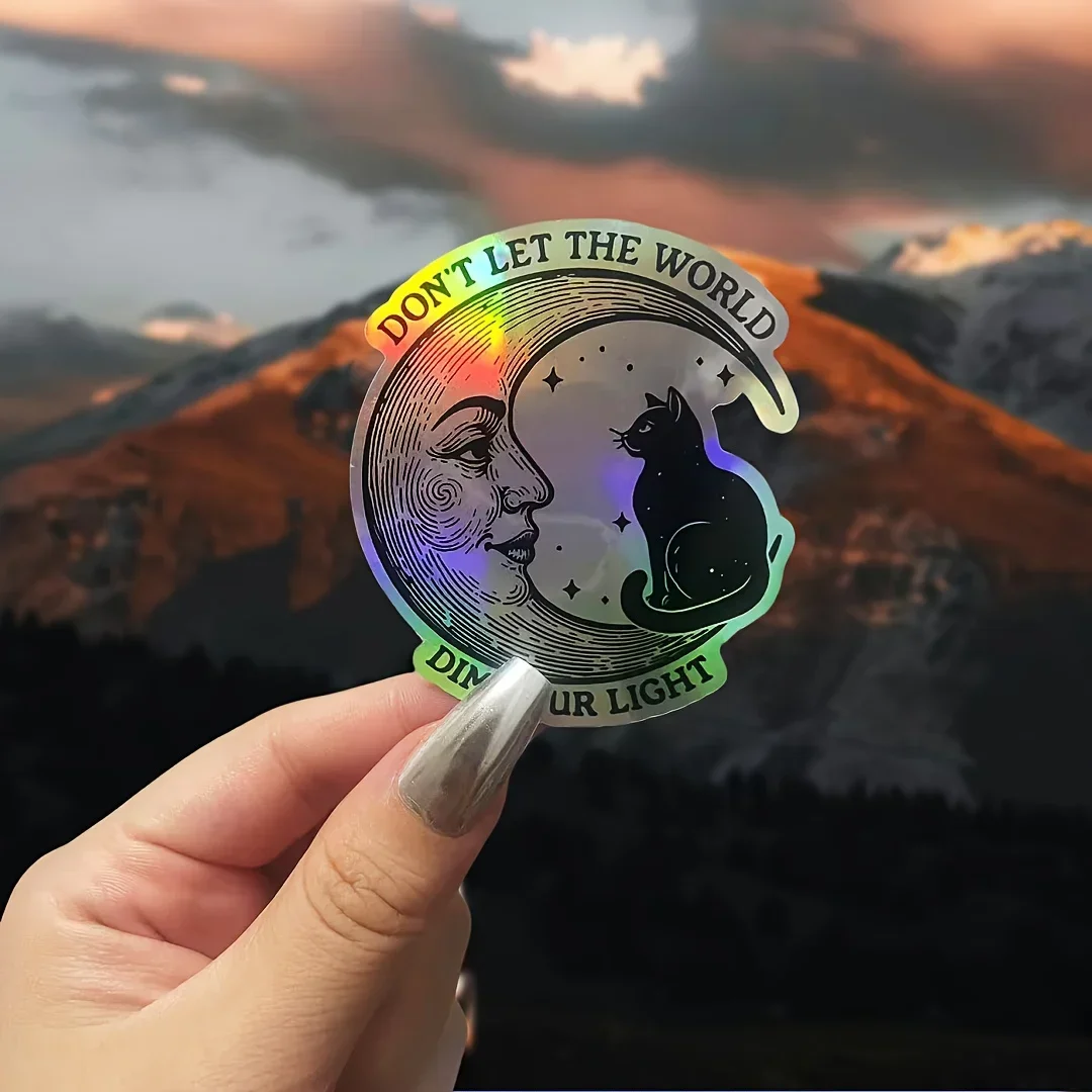 4 ピース/セットかわいい月猫漫画ステッカー - スケートボード、車、電話ケース用の取り外し可能な粘着デカール |   猫好きのための素敵な贈り物