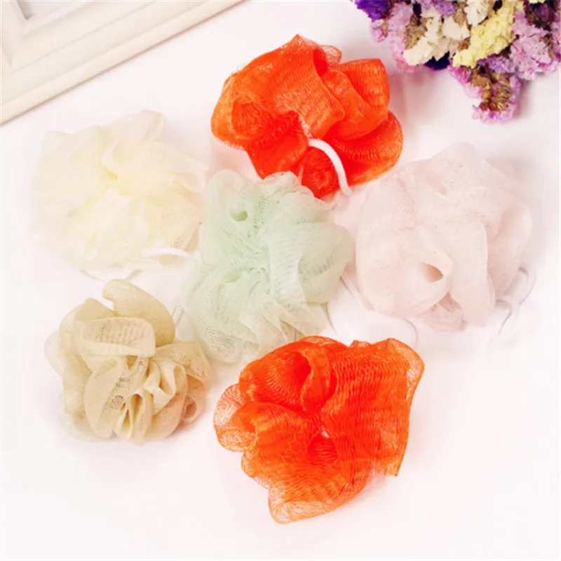 5pcs/bag Colorful Bath Shower Soap Bubble Body Wash Exfoliate Scrub Puff Sponge Mesh Net Ball Soft Color Random