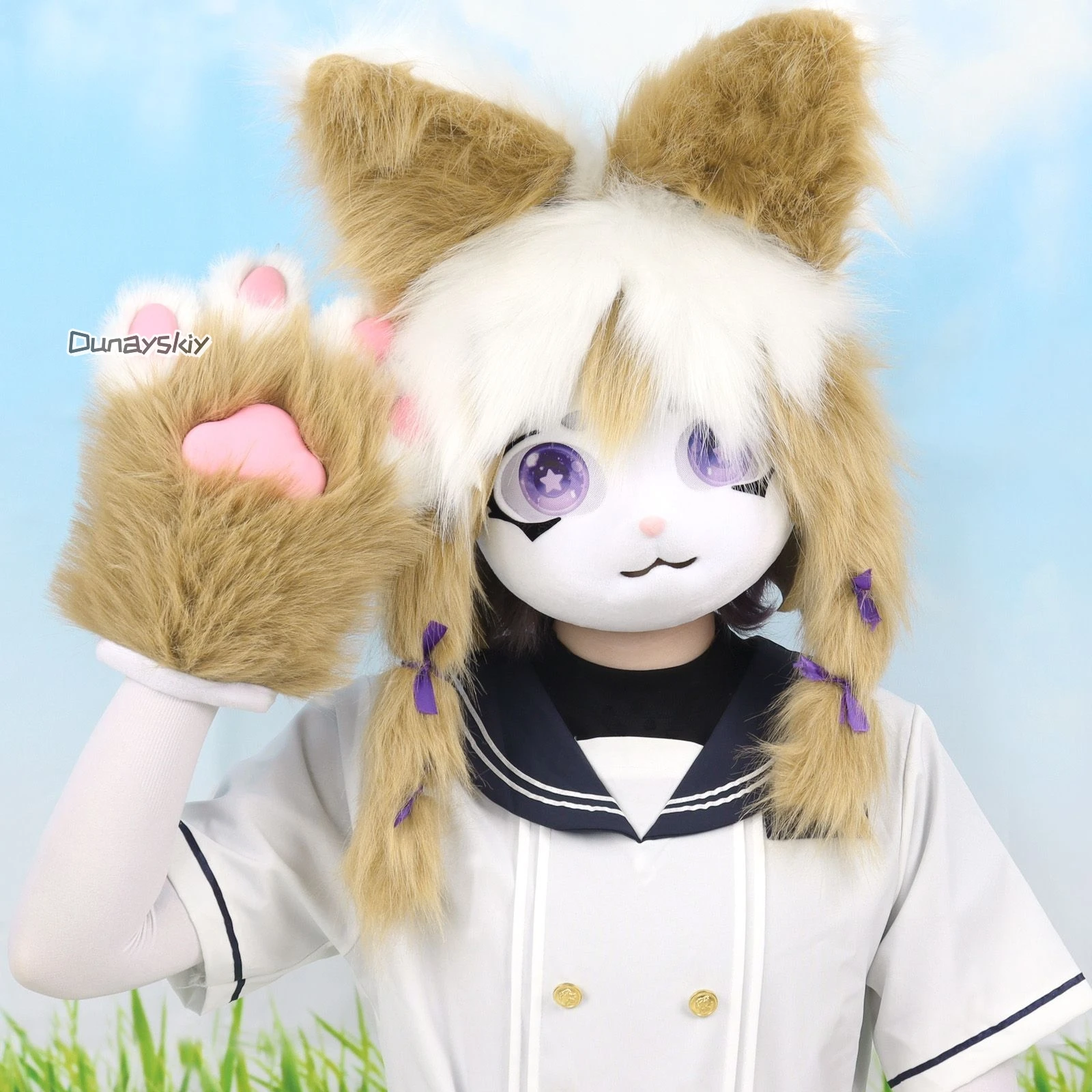 

New Fursuit Mask Furry Cosplay Kigurumi Bunny Doll Ears Headwear Cute Lolita Kig Head Anime Animal Costume for Adults Kids