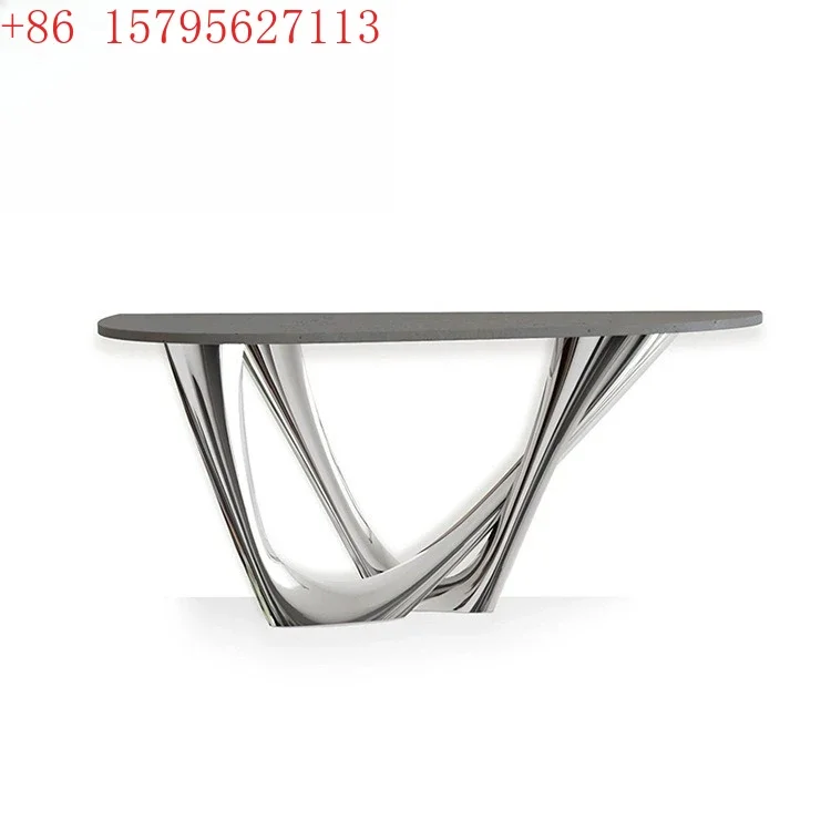 Nordic postmodern creative stainless steel table villa model room living room aisle entrance few