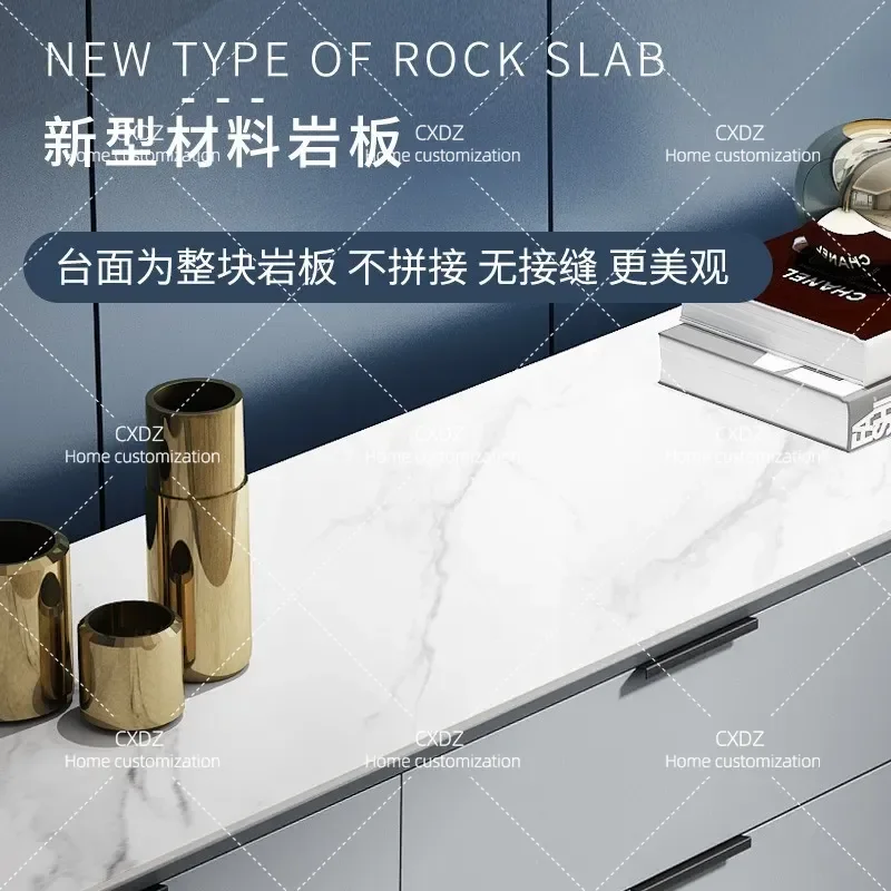 Italian Minimalist Rock Slab 8 Drawer Cabinet Modern Baking Paint Finish Multi Functional Storage Locker for Living Room