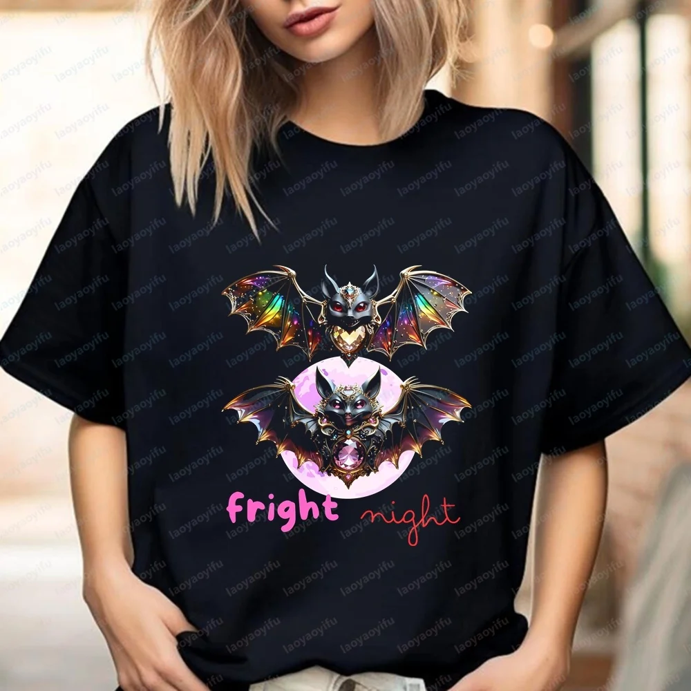 Streetwear Retro Fright Night Fashion Gothic Y2K Short-sleeved Men's and Women's Universal Round-neck Comfortable T-shirt