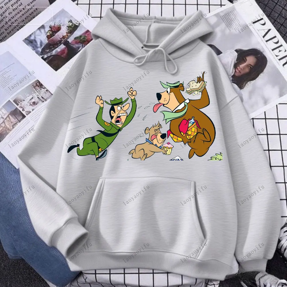 

Толстовка с капюшоном The Yogi Bear Show Kawai, милый мужской свитшот с мультяшным принтом, зимний теплый спортивный костюм, удобный пуловер с длинными рукавами