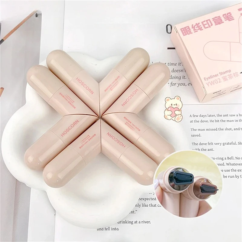 アイライナーペン一体型ダブルヘッドシールアイライナー防水耐久性のあるメイクアップ防水汗防止非汚れアイライナー