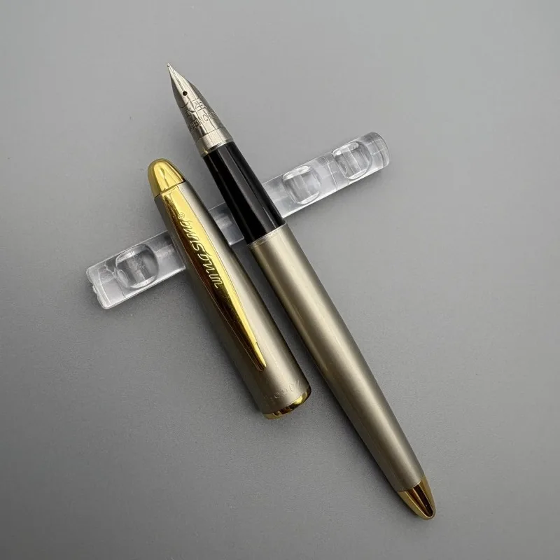 

Перьевая ручка Wingsung 9902 из нержавеющей стали Junlai Classic с большим наконечником иридиевым F 0,5 мм, золотая ручка для школьников, канцелярские принадлежности