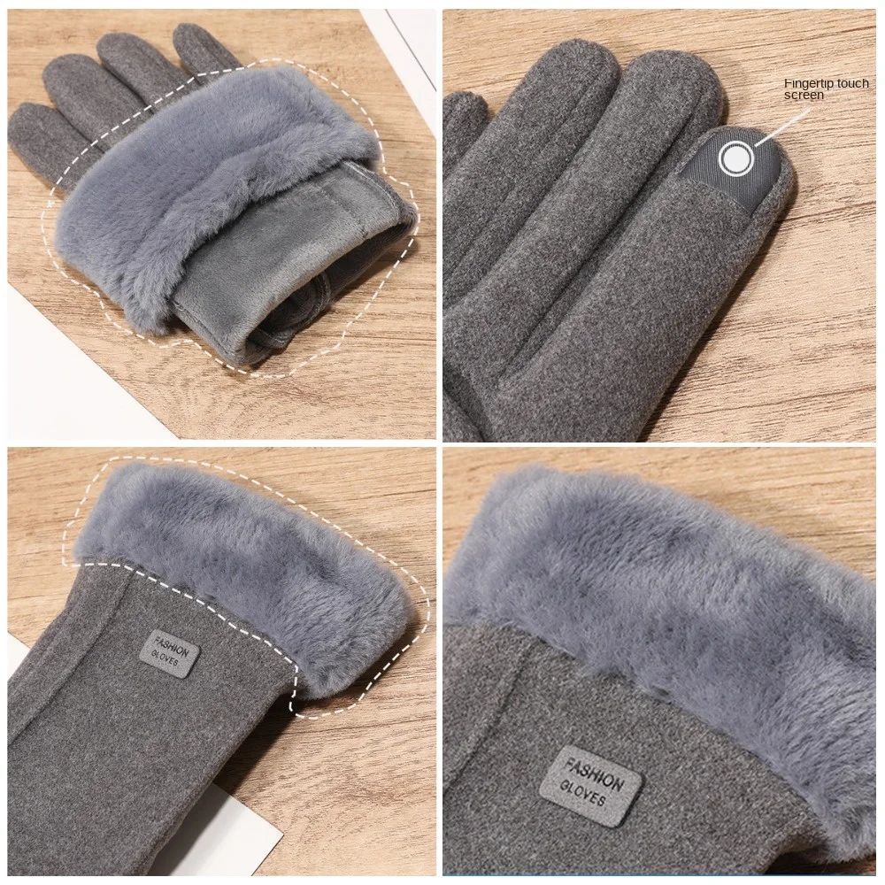 2024 Touchable Screen Winter Gloves Warm Full Finger Driving Mittens Full Finger Gloves Unisex