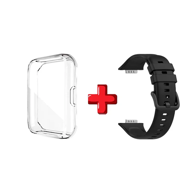 Silicone Strap For Huawei Watch Fit 2 Fit2 Watch Band Bracelet Replacement Accessories + Transparent TPU Protective Case