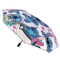 8-Rib Auto Umbrella Windproof Sun Kawaii Stitch And Angel Cartoon Comic Umbrella Travel Cheap Foldable Folding Umbrellas