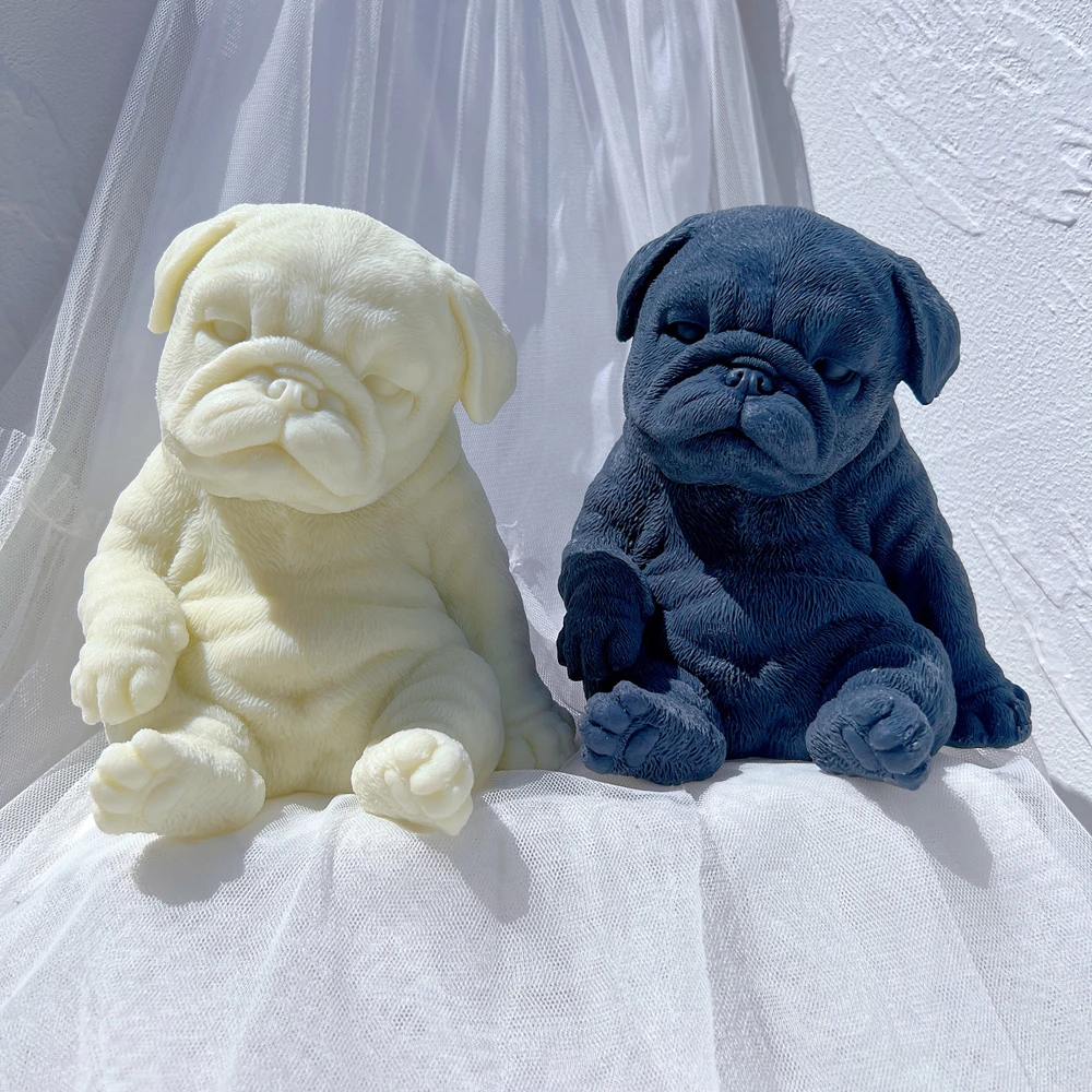 Sitting Sleeping Pug Dog Puppy Candle Mold Dog Lover Home Decor Animal Puppies Soy Wax Silicone Mould