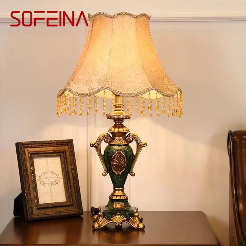 SOFEINA European Table Lamp Luxurious Living Room Bedroom Study Villa Hotels LED Retro Creativity Bedside Desk Light