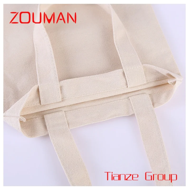 Sac fourre-tout d'épicerie en toile de coton, simple imprimé personnalisé, logo personnalisé, style, motif de temps, promotion, cuillère à soupe, cadeaux occidentaux