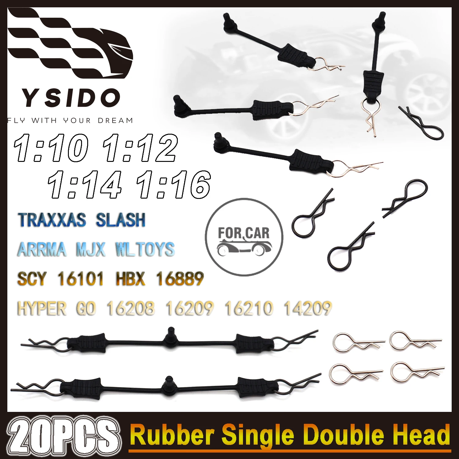 20PCS Upgrade Rubber Single Double Head Clip Retainer Shell Fixed Buckle Lock for 1:10 1:12 1:14 1:16 ARRMA MJX Hyper GO RC Car