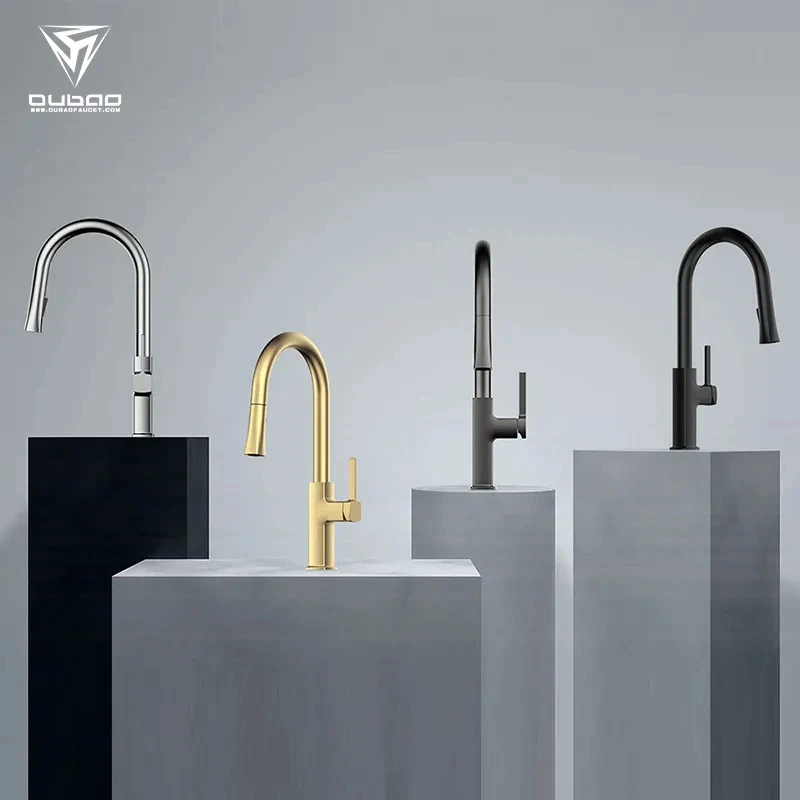 Modern brass single hole kitchen faucet with bronze deck installation and ceramic valve core for cold and hot mixer faucet