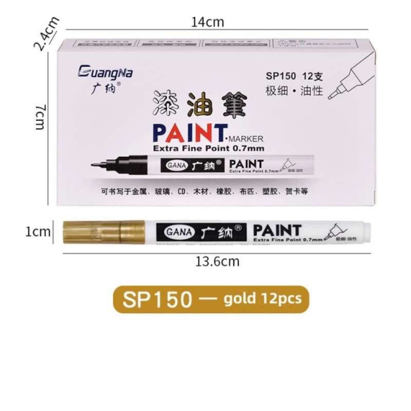 

New Guangna 12Pcs/set Oil Based Permanent Paint Markers Pens 0.7mm Extra Fine Waterproof, for Rock Painting, Wood, Metal, Canvas