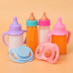 18inch Doll Magic Milk Juice Bottles with Pacifier Bibs fit Newborn Dolls Plastic Nipple Bottle Dollhouse Toy Reborn Accessories