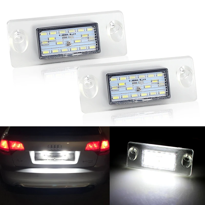 

2PCS LED License Plate Lights For Audi A4 S5 B5 1995-2001 A3 8L S3 S4 Avant Car Number License Lamp White 6000K Canbus No Error