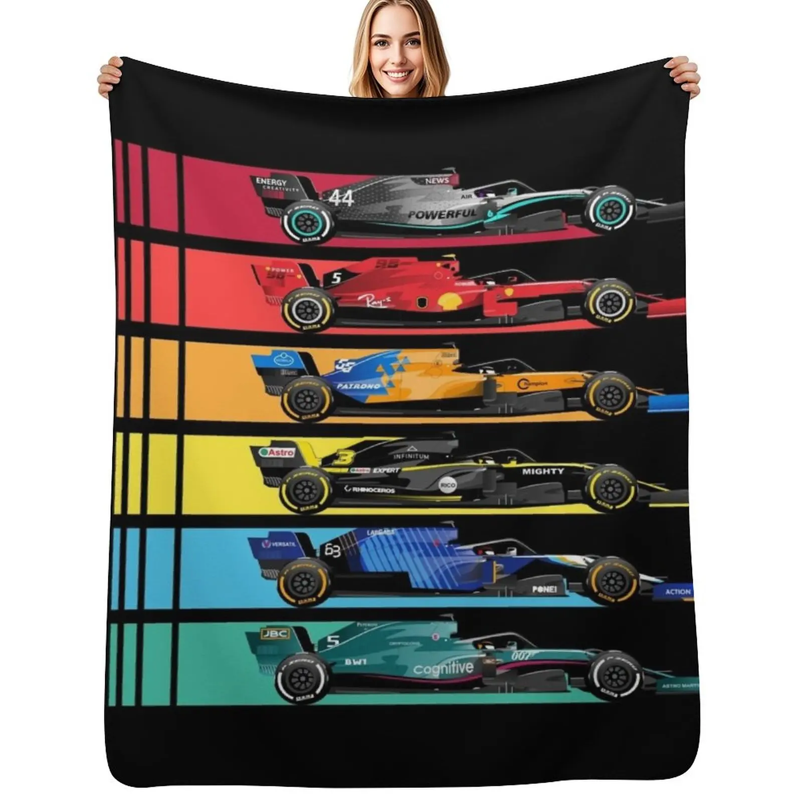 

Formula Racing Cars 2023 Throw Blanket Fashion Sofas blankets and throws Comforter funny gift Blankets