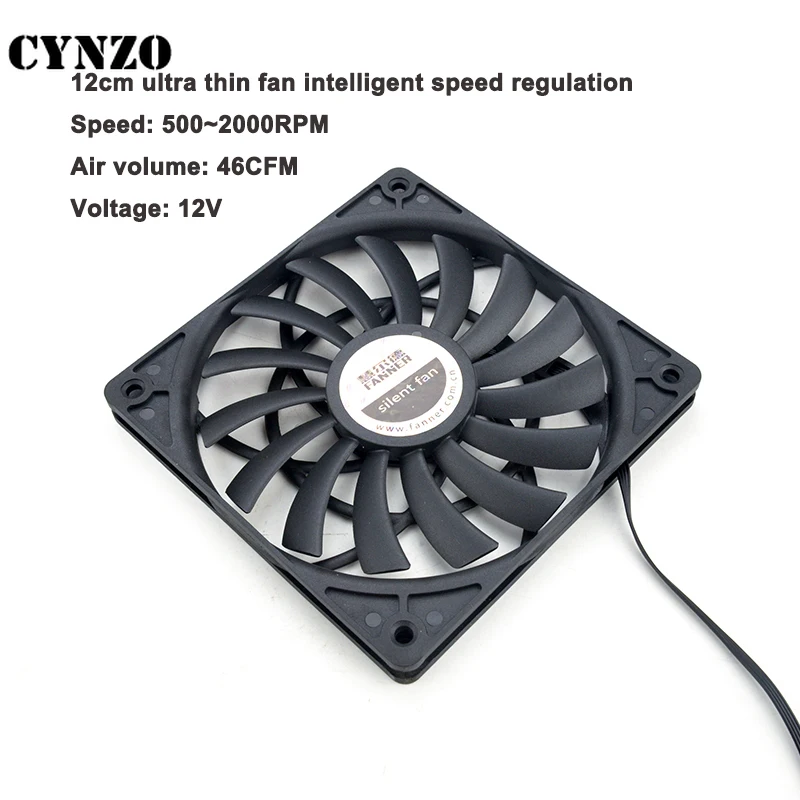 Ultra-thin 12mm Thickness Cooling Fan For ITX Case,12cm PC Cabinet PSU Cooler PWM 4PIN Temperature Control 120mm Mute 2000RPM