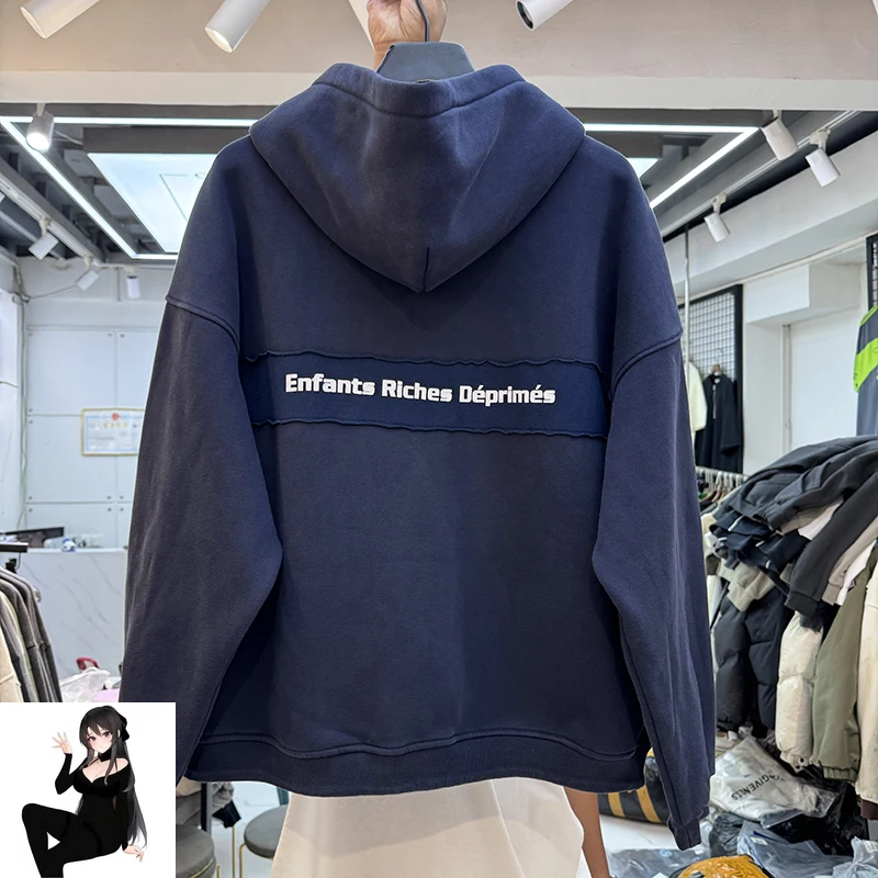 Believe God Blue ERD Fleece Zipper Hoodie Winter Men Women High Quality Enfants Riches Deprimes Oversize Sweatshirts Clothes